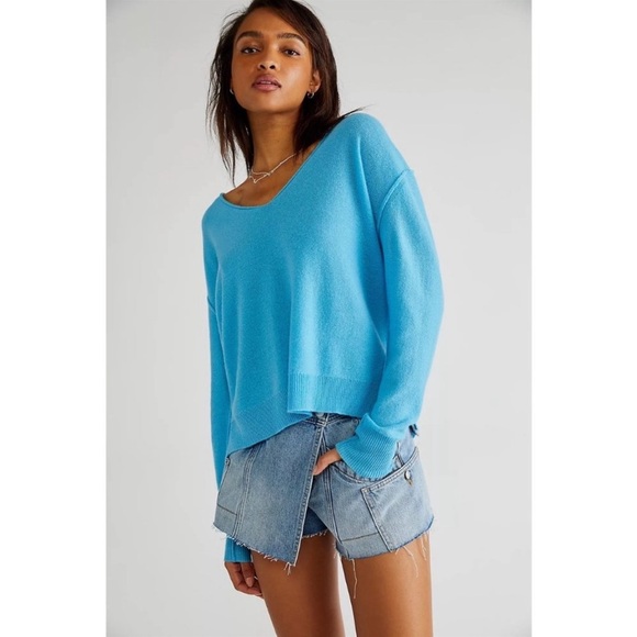 Free People Sweaters - Free People Harmony Cashmere V Sweater in Grecian Sea Size XSmall NWT Defect